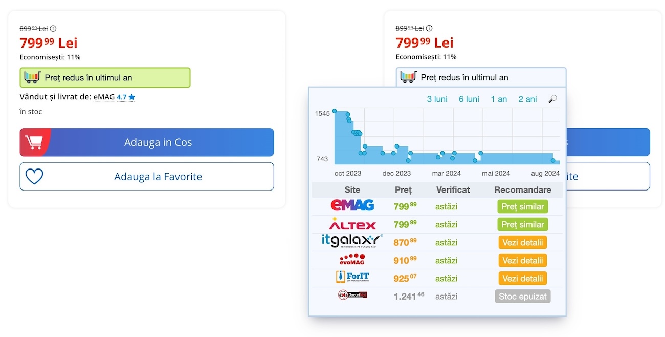 Extensia xPrice - afișare istoric prețuri și alternative mai ieftine